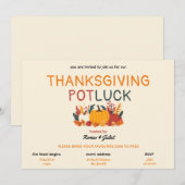 Kleurrijke Pompoen Thanksgiving Potluck Uitnodigin Kaart (Voorkant / Achterkant)