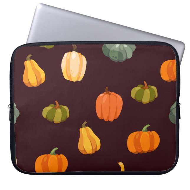 Kleurrijke pompoenen: Dark Autumn Elegance. Laptop Sleeve (Voorkant)