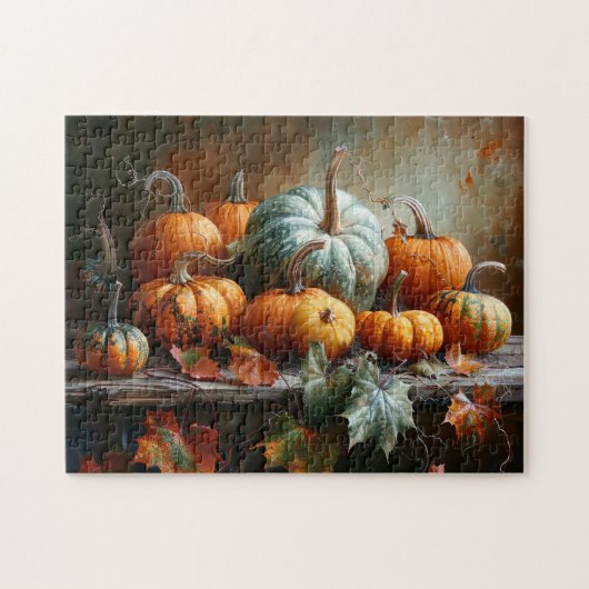 Kleurrijke pompoenen en bladeren legpuzzel (Horizontaal)
