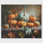 Kleurrijke pompoenen en bladeren ontvlechting cadeaupapier (Vlak)