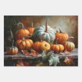 Kleurrijke pompoenen en bladeren  ontvlechting inpakpapier vel (Voorkant 3)