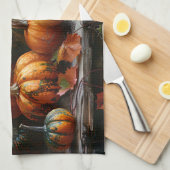 Kleurrijke pompoenen en bladeren  theedoek (Quarter Fold)
