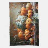 Kleurrijke pompoenen en bladeren  theedoek (Verticaal)