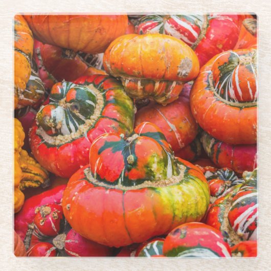 Kleurrijke pompoenen glazen onderzetter (Voorkant)