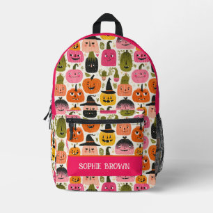 Kleurrijke pompoenen grillige Halloween aangepaste Bedrukte Rugzak