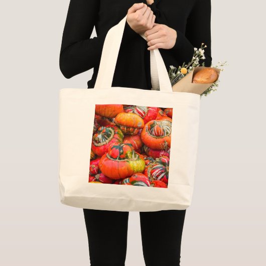 Kleurrijke pompoenen grote canvas tas (Voorkant (product))