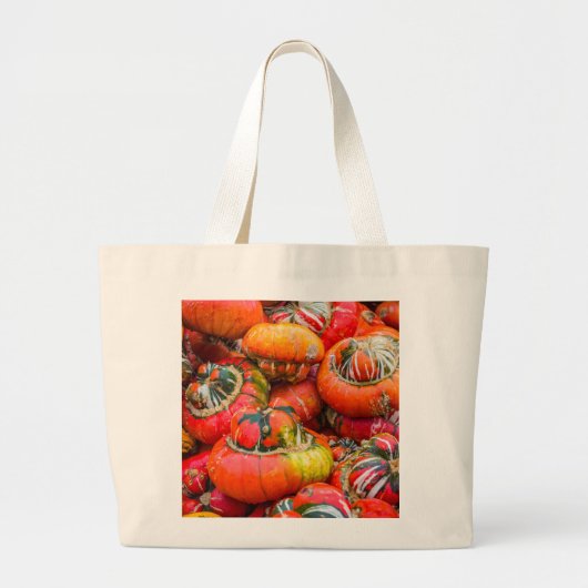 Kleurrijke pompoenen grote canvas tas (Voorkant)