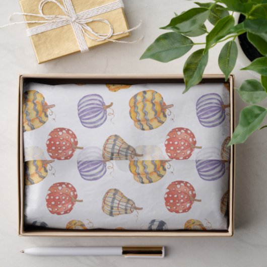 Kleurrijke pompoenen met patronen tissuepapier (Geschenk)