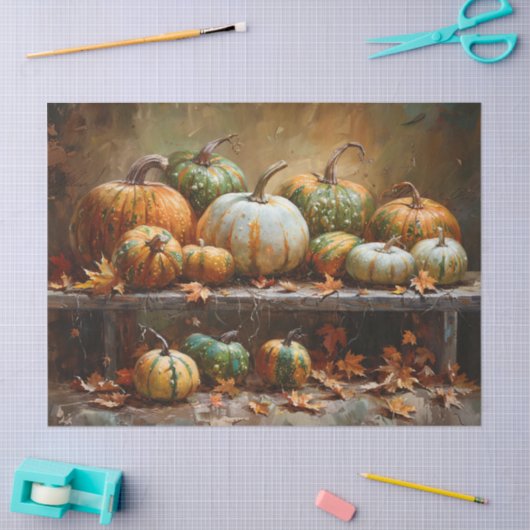 Kleurrijke pompoenen olieverfschilderij Decoupage Tissuepapier (Craft)