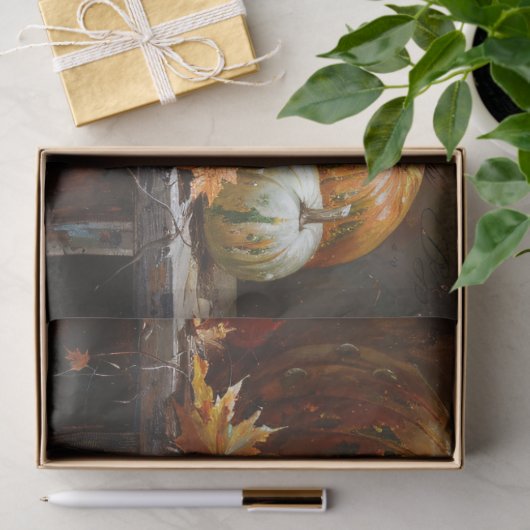 Kleurrijke pompoenen olieverfschilderij Decoupage Tissuepapier (Geschenk)