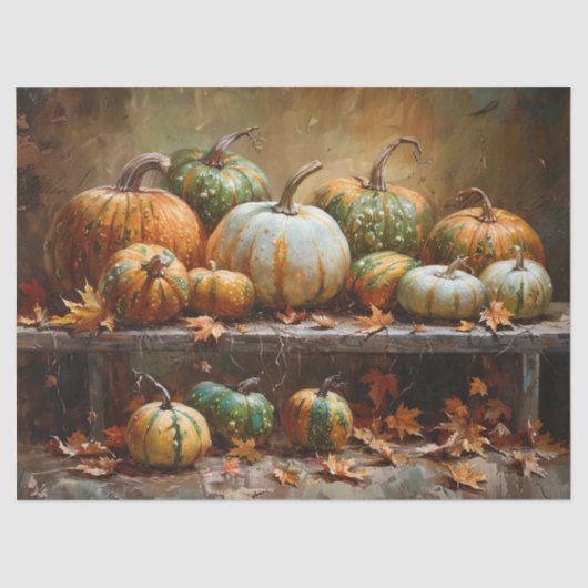 Kleurrijke pompoenen olieverfschilderij Decoupage Tissuepapier (Voorkant)