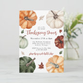 Kleurrijke pompoenen Rustieke Thanksgiving Diner Kaart (Staand voorkant)