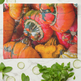 Kleurrijke pompoenen theedoek