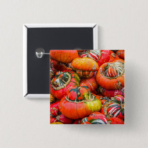 Kleurrijke pompoenen vierkante button 5,1 cm
