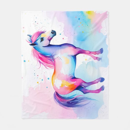 Kleurrijke Pony 2 Fleece Deken (Voorkant)