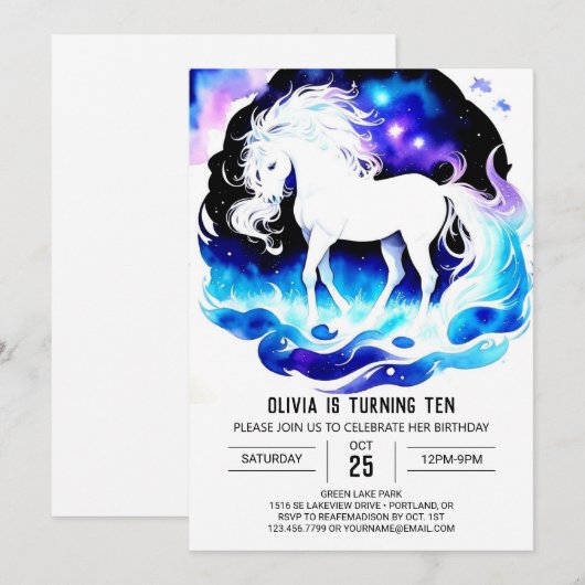 Kleurrijke Pony Delight Verjaardag Kaart (Voorkant / Achterkant)