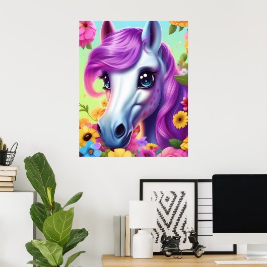 Kleurrijke Pony Horse Kinderwand Poster (Thuiskantoor)