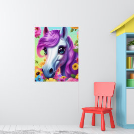Kleurrijke Pony Paard Kindermuurposter Poster