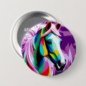 Kleurrijke Pony Ronde Button 7,6 Cm (Voorkant /achterkant)