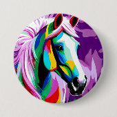 Kleurrijke Pony Ronde Button 7,6 Cm (Voorkant)