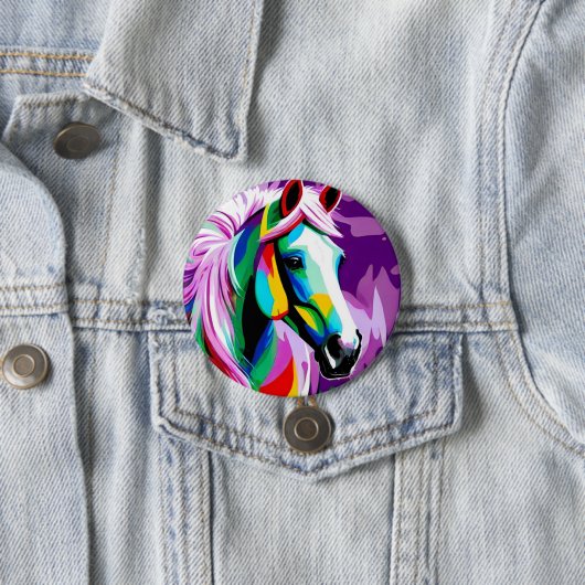 Kleurrijke Pony Ronde Button 7,6 Cm (In situ)