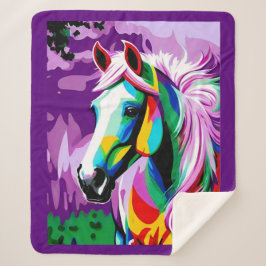 Kleurrijke Pony Sherpa Deken