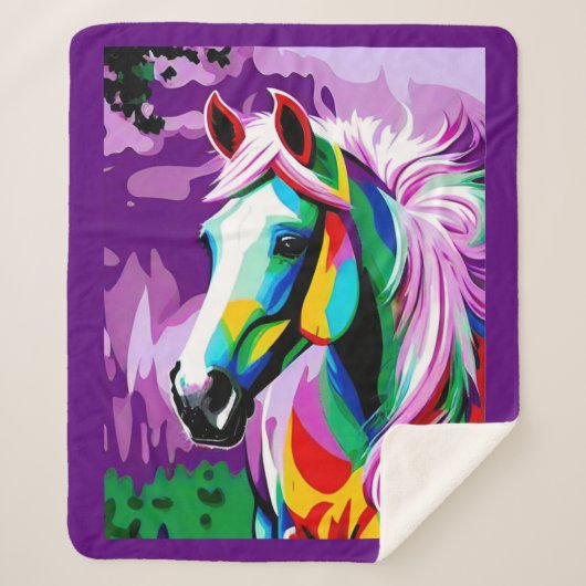 Kleurrijke Pony Sherpa Deken (Voorkant)