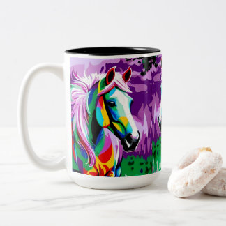 Kleurrijke Pony Tweekleurige Koffiemok
