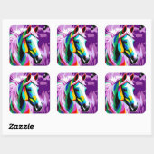 Kleurrijke Pony Vierkante Sticker (Vel)