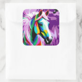 Kleurrijke Pony Vierkante Sticker (Tas)