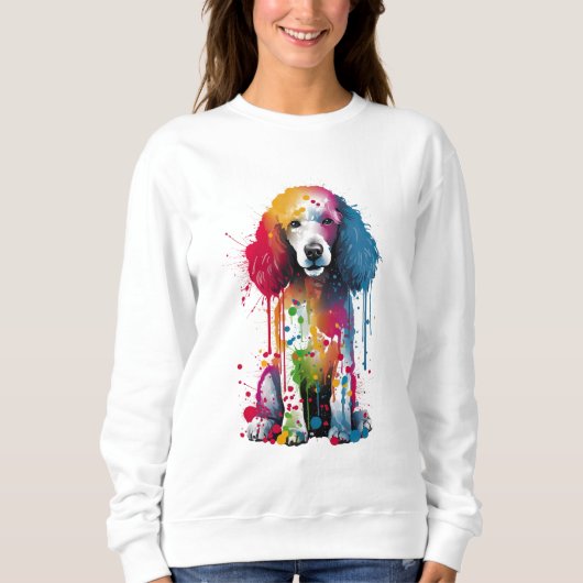 Kleurrijke Poodle Kunst Trui (Voorkant)