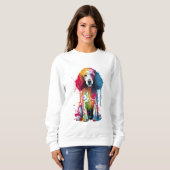 Kleurrijke Poodle Kunst Trui (Voorkant volledig)