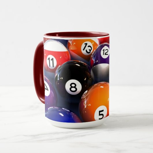 Kleurrijke Pool Lover Biljartballen Mok (Voorkant links)