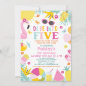 Kleurrijke Pool Party Duik in Vijf 5e Verjaardag Kaart (Voorkant)