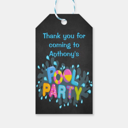 Kleurrijke Pool Party Gepersonaliseerde Gift Label Cadeaulabel (Voorkant)