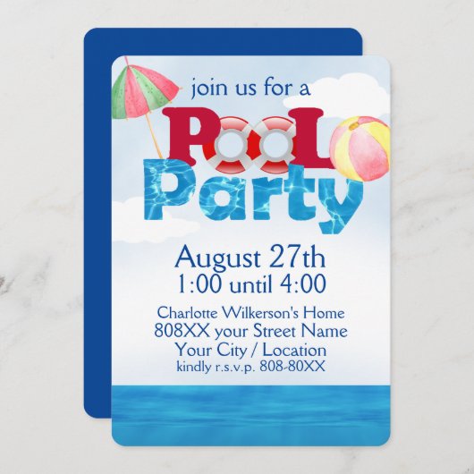 Kleurrijke Pool Party op een zonnige dag Kaart (Voorkant / Achterkant)