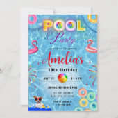 Kleurrijke Pool Party uitnodiging | Verjaardagsfee (Voorkant)