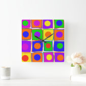 Kleurrijke pooldots en vierkantjes grote kunstklok grote klok (Huis)