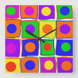 Kleurrijke pooldots en vierkantjes grote kunstklok grote klok
