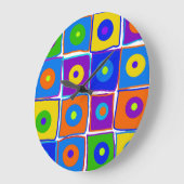 Kleurrijke pooldots en vierkantjes grote kunstklok grote klok (Hoek)