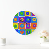 Kleurrijke pooldots en vierkantjes grote kunstklok grote klok (Huis)