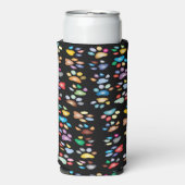 Kleurrijke poot prints zwart seltzer blikjeskoeler (Seltzer Voorkant)