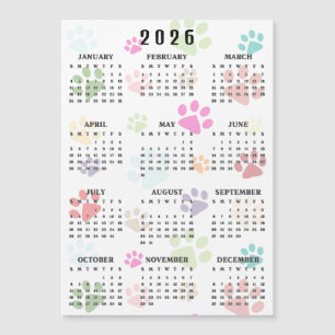Kleurrijke Pootafdrukken 2026 Kalender Magnetische
