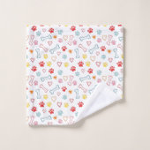 Kleurrijke Pootjes, Harten & Botten Doodle Bad Handdoek (Wasdoekje)