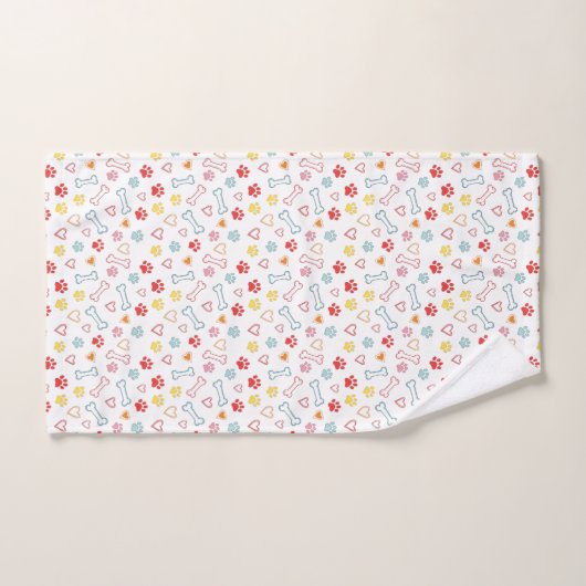 Kleurrijke Pootjes, Harten & Botten Doodle Bad Handdoek (Handdoek)