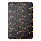 Kleurrijke Pootjes, Harten & Botten Doodle Badmat (Voorkant Verticaal)