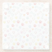 Kleurrijke Pootjes, Harten & Botten Doodle Glazen Onderzetter (Achterkant)