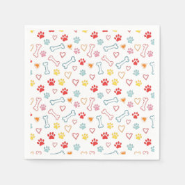 Kleurrijke Pootjes, Harten & Botten Doodle Papiere Servet