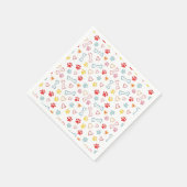 Kleurrijke Pootjes, Harten & Botten Doodle Papiere Servet (Hoek)