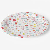 Kleurrijke Pootjes, Harten & Botten Doodle Papieren Bordje (Gekanteld)